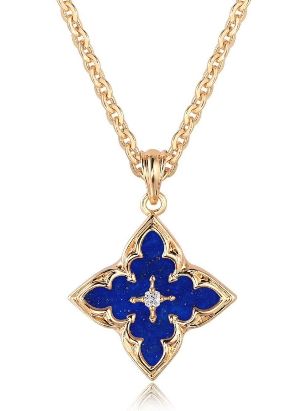 Women's Dark blue Gold Adjustable Chain Choker Charm Pendant Lucky Necklaces